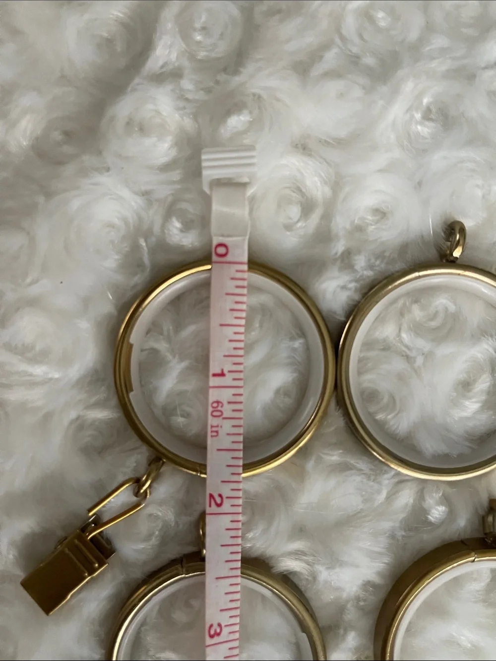 Set of 6 Brushed Gold and Cream Curtain Rings ~ Set of 6